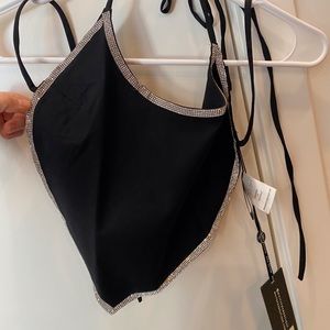 White fox boutique black cropped sparkle top / first look cropped top